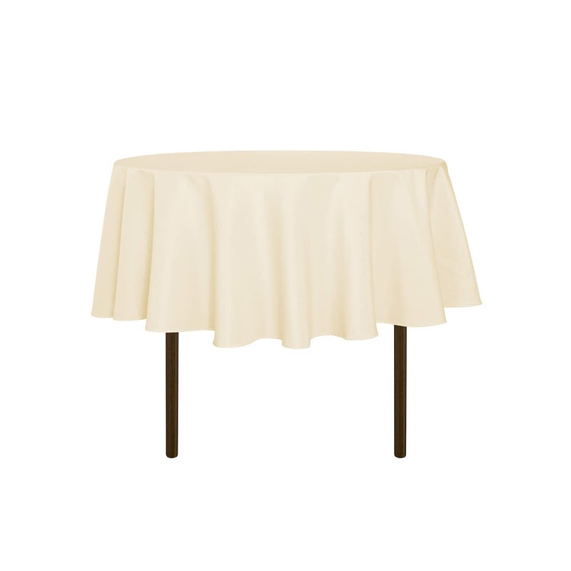 sancua Round Tablecloth - 60 Inch - Water Resistant Spill Proof Washable Polyester Table Cloth Decorative Fabric Table Cover for Dining Tables  Buffet Parties and Camping  Beige - Image 1